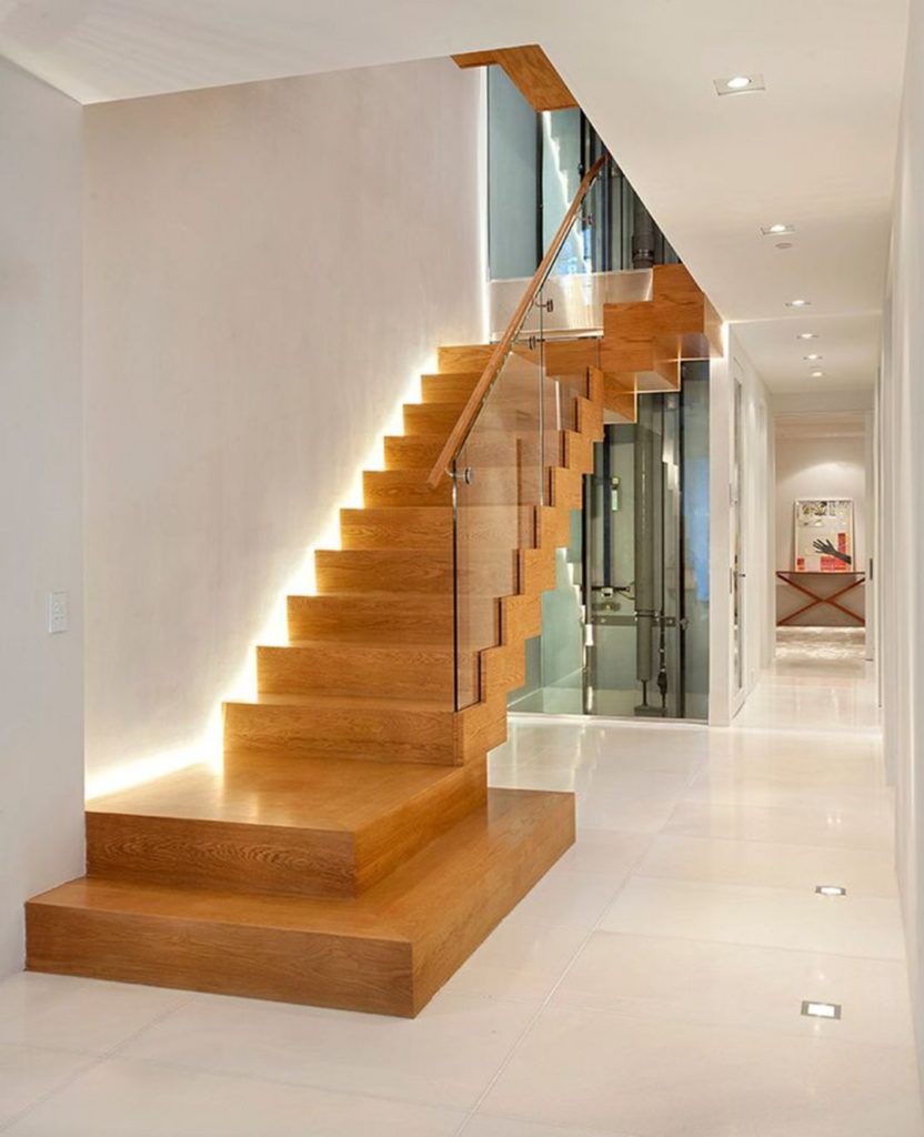 hermosas ideas modernas de diseño de escaleras de madera. -