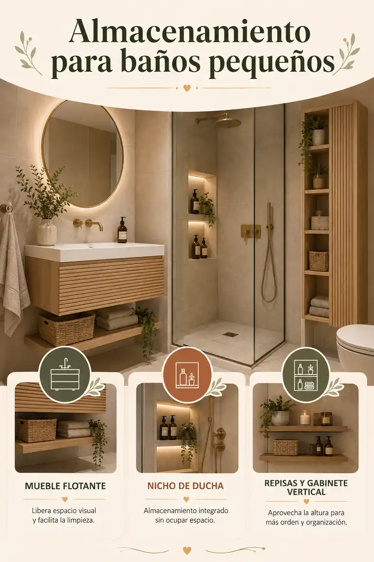 Almacenamiento para baños pequeños