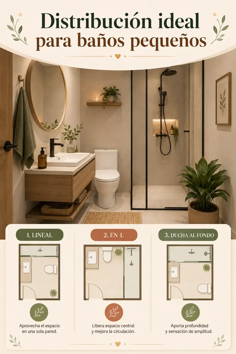Distribución ideal para baños pequeños