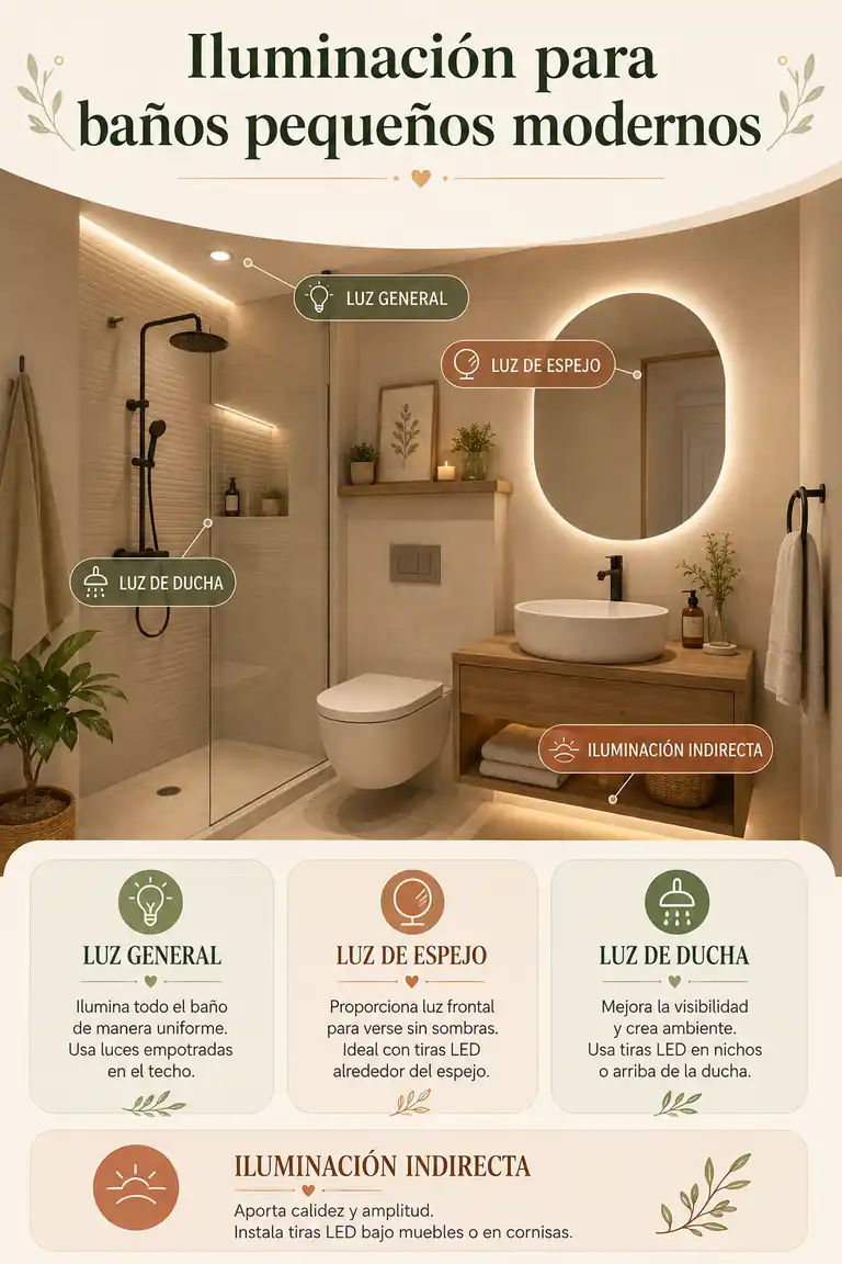 Iluminación para baños pequeños modernos