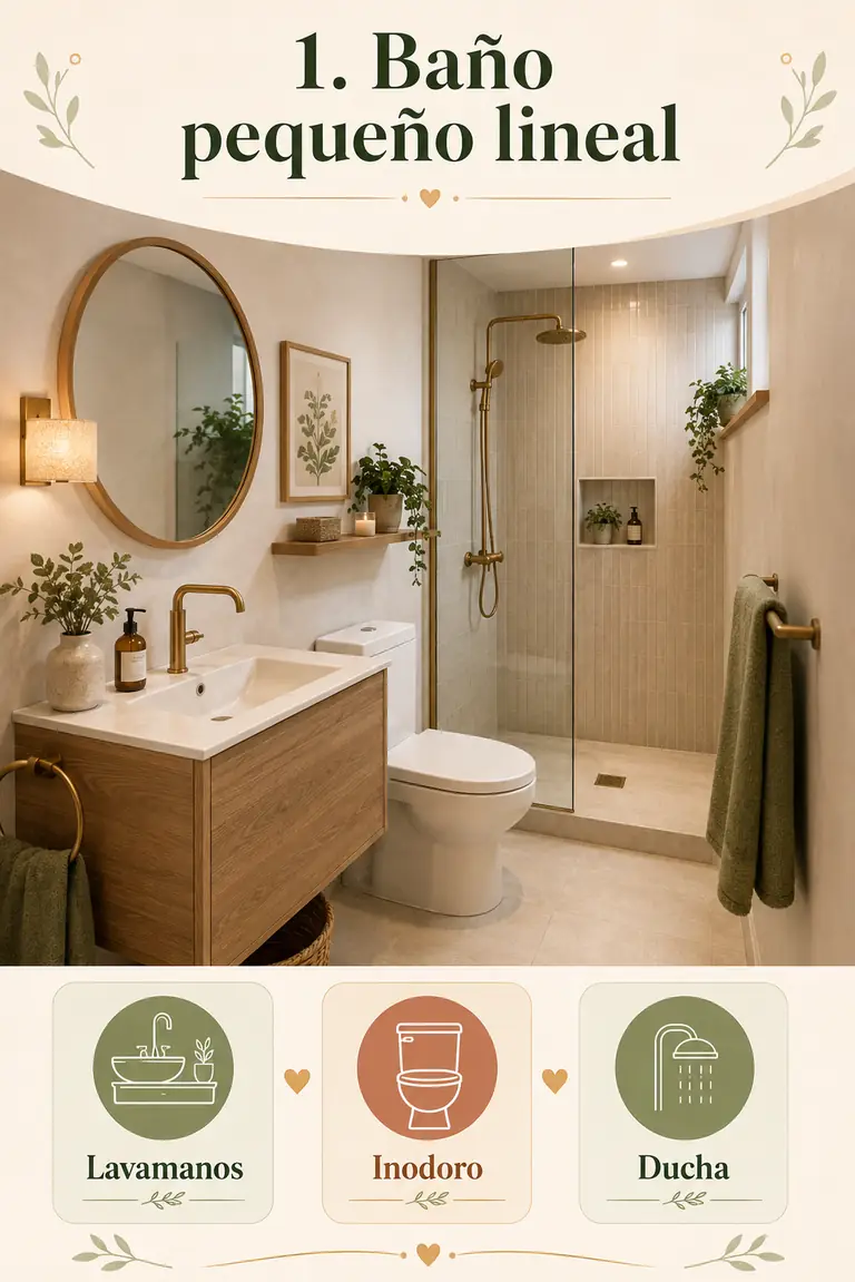 1. Baño pequeño lineal