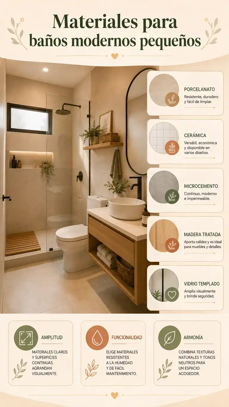 Materiales para baños modernos pequeños