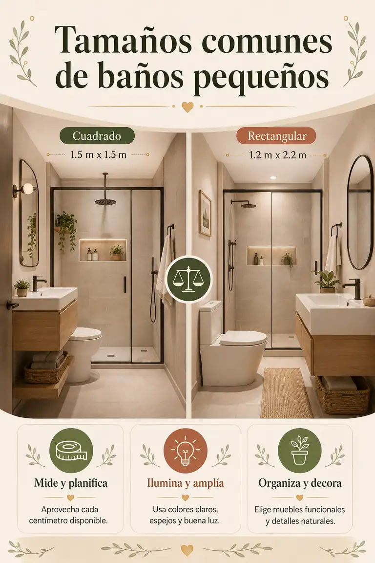 Tamaños comunes de baños pequeños