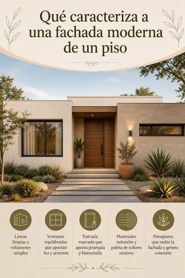 Qué caracteriza a una fachada moderna de un piso