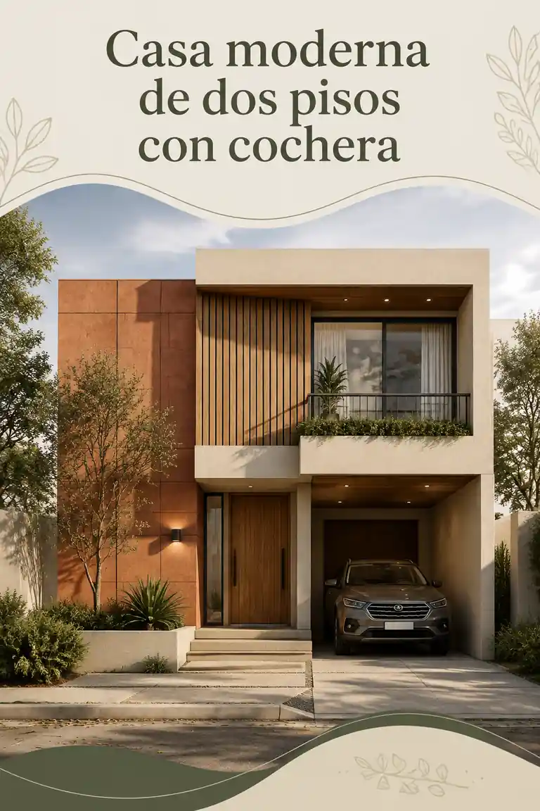 Casa moderna de dos pisos con cochera