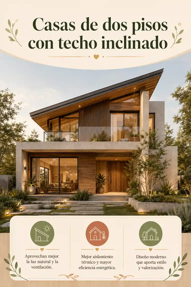 Casas de dos pisos con techo inclinado