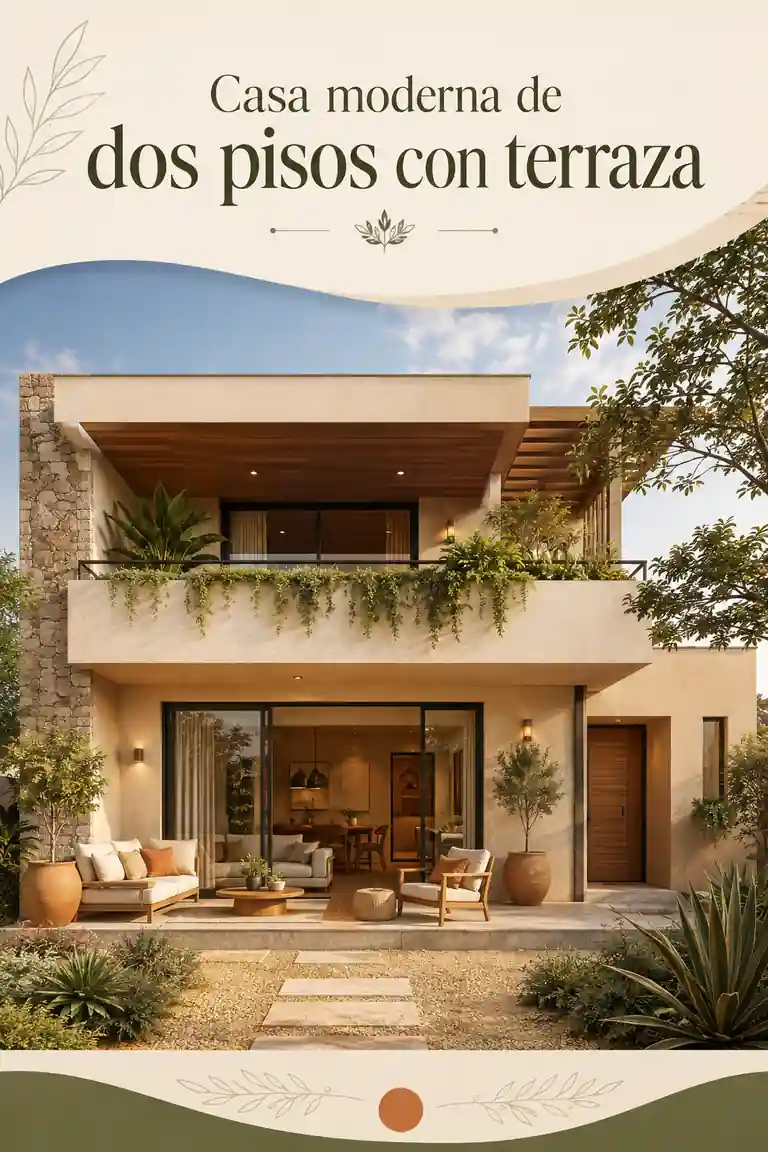 Casa moderna de dos pisos con terraza