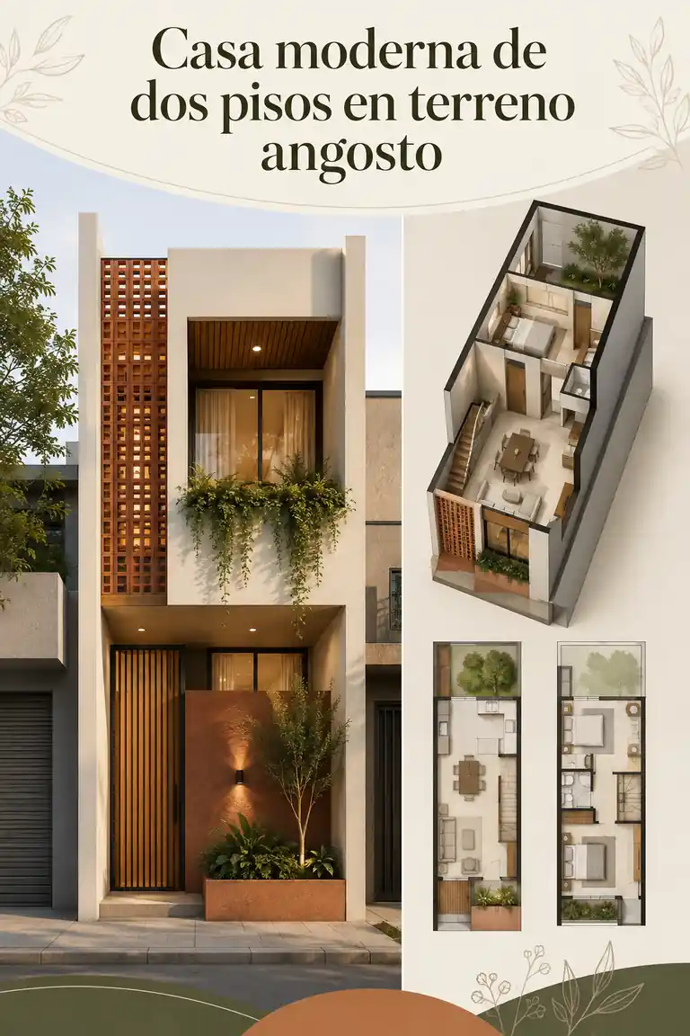 Casa moderna de dos pisos en terreno angosto