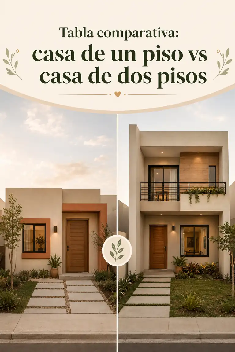 Tabla comparativa: casa de un piso vs casa de dos pisos