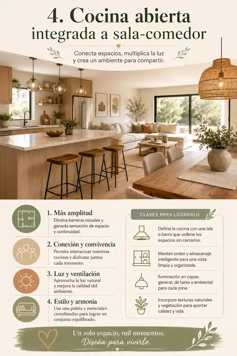 4. Cocina abierta integrada a sala-comedor