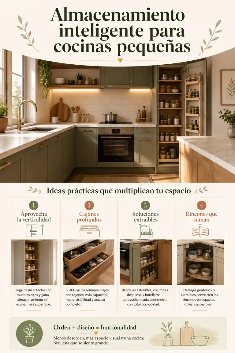 Almacenamiento inteligente para cocinas pequeñas