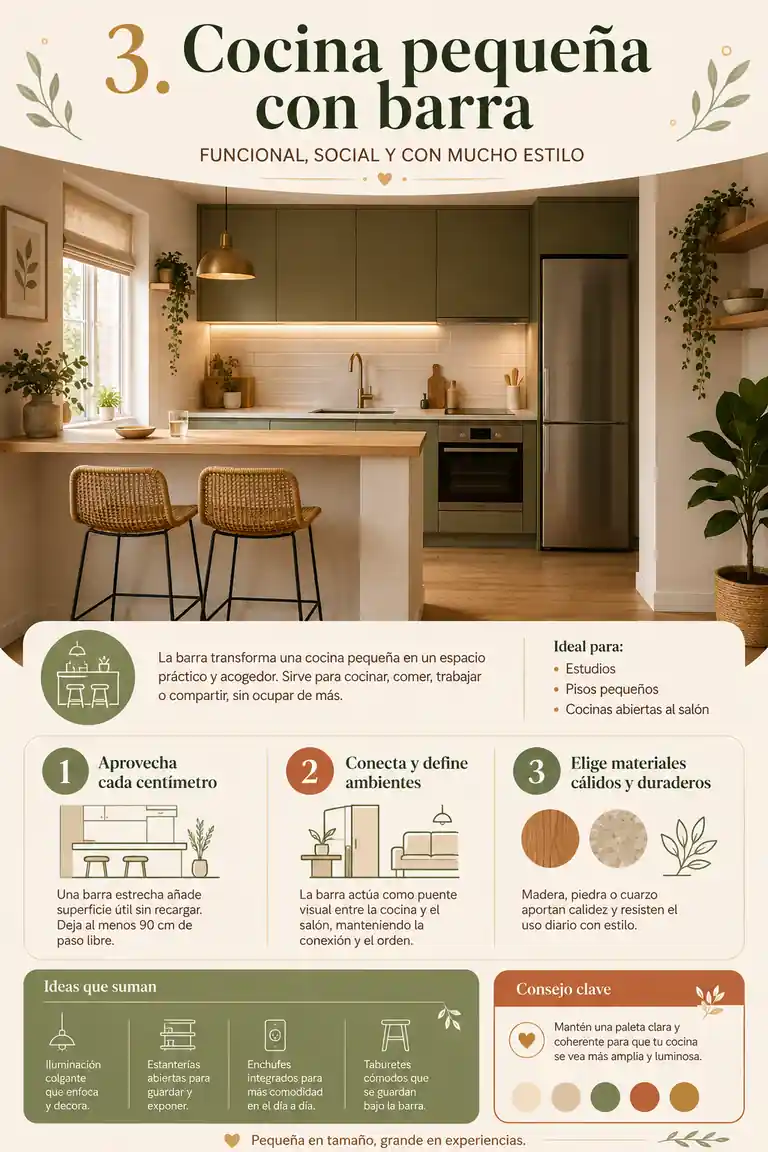 3. Cocina pequeña con barra