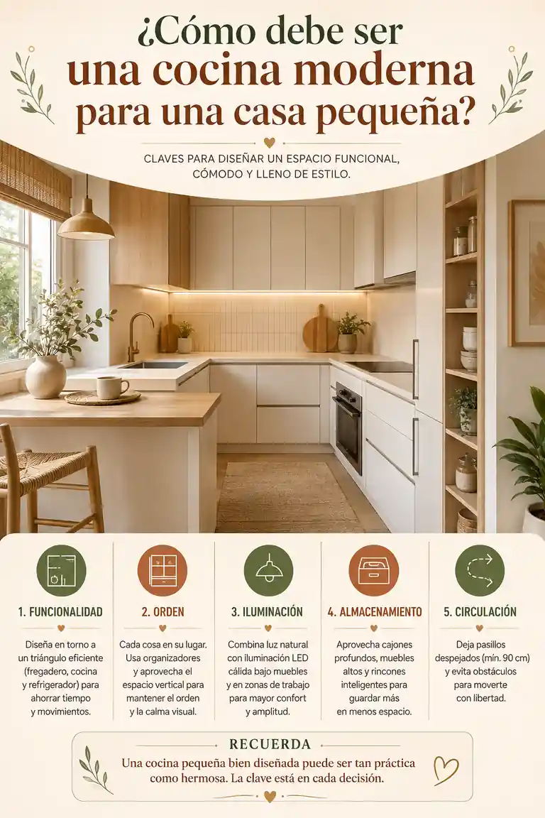 ¿Cómo debe ser una cocina moderna para una casa pequeña?