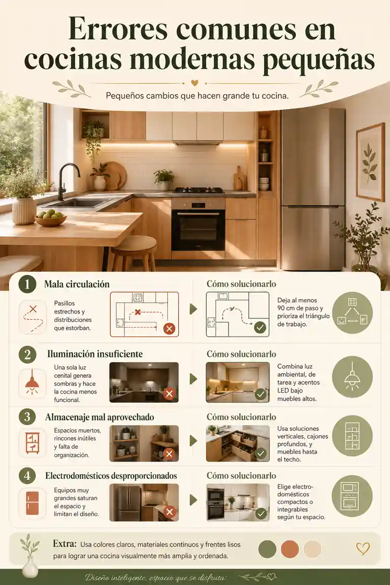 Errores comunes en cocinas modernas pequeñas