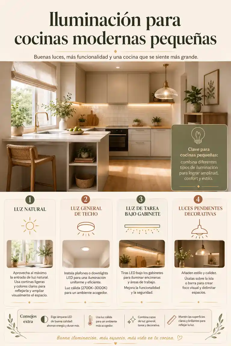 Iluminación para cocinas modernas pequeñas