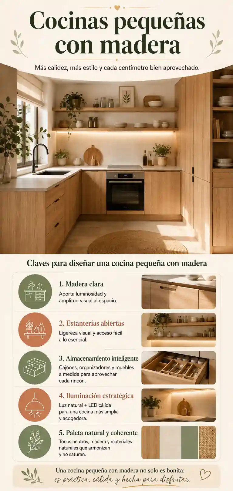 Cocinas pequeñas con madera