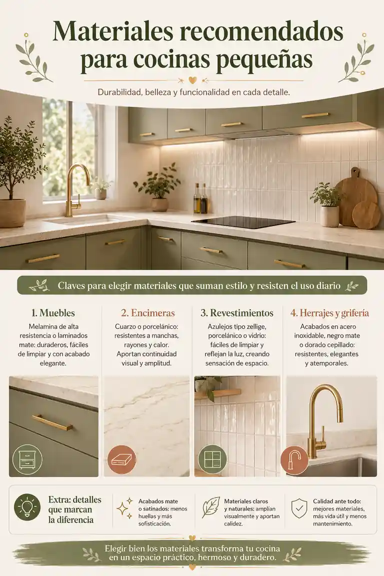 Materiales recomendados para cocinas pequeñas