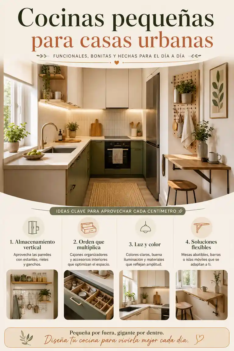 Cocinas pequeñas para casas urbanas