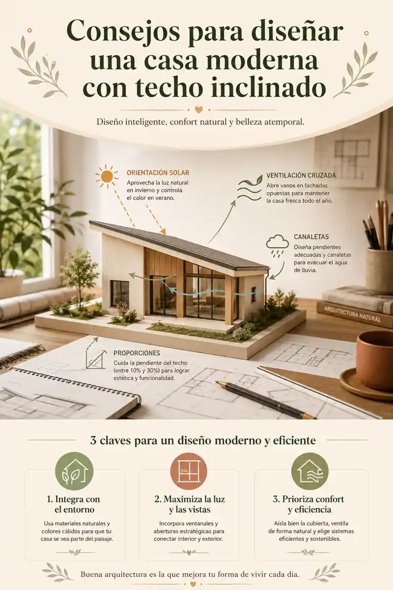 Consejos para diseñar una casa moderna con techo inclinado
