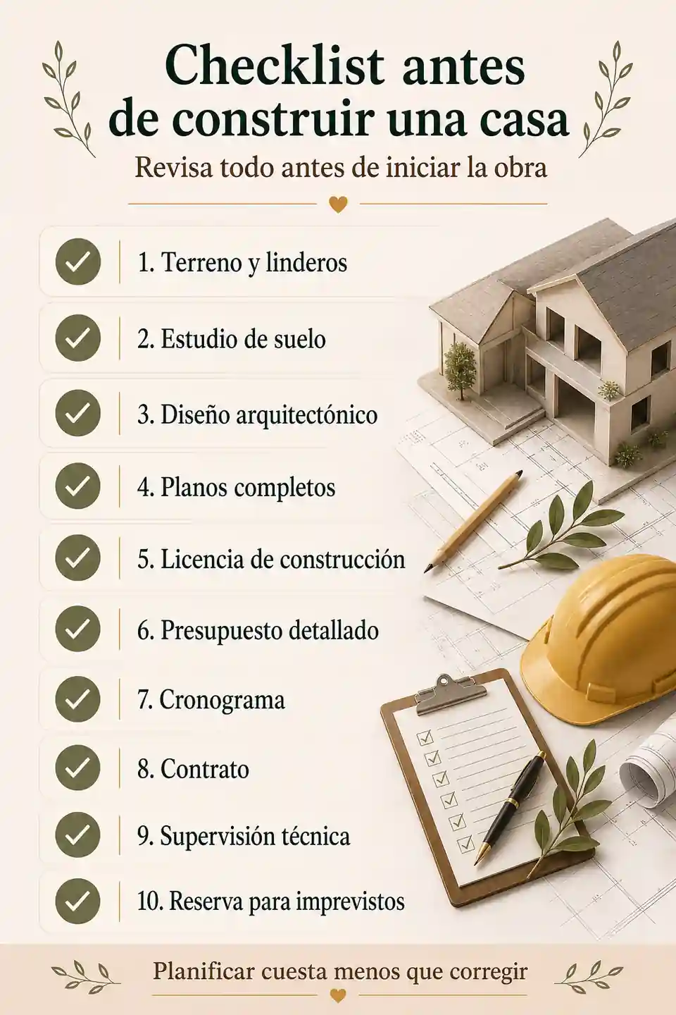 Lista de verificación antes de construir una casa
