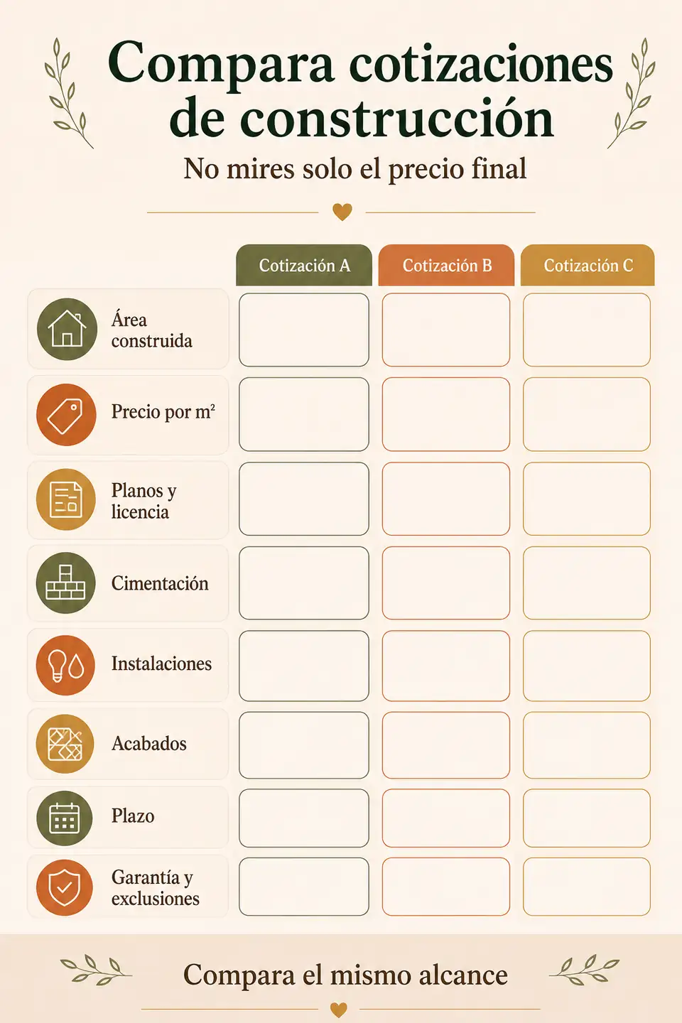 Cómo comparar cotizaciones de construcción