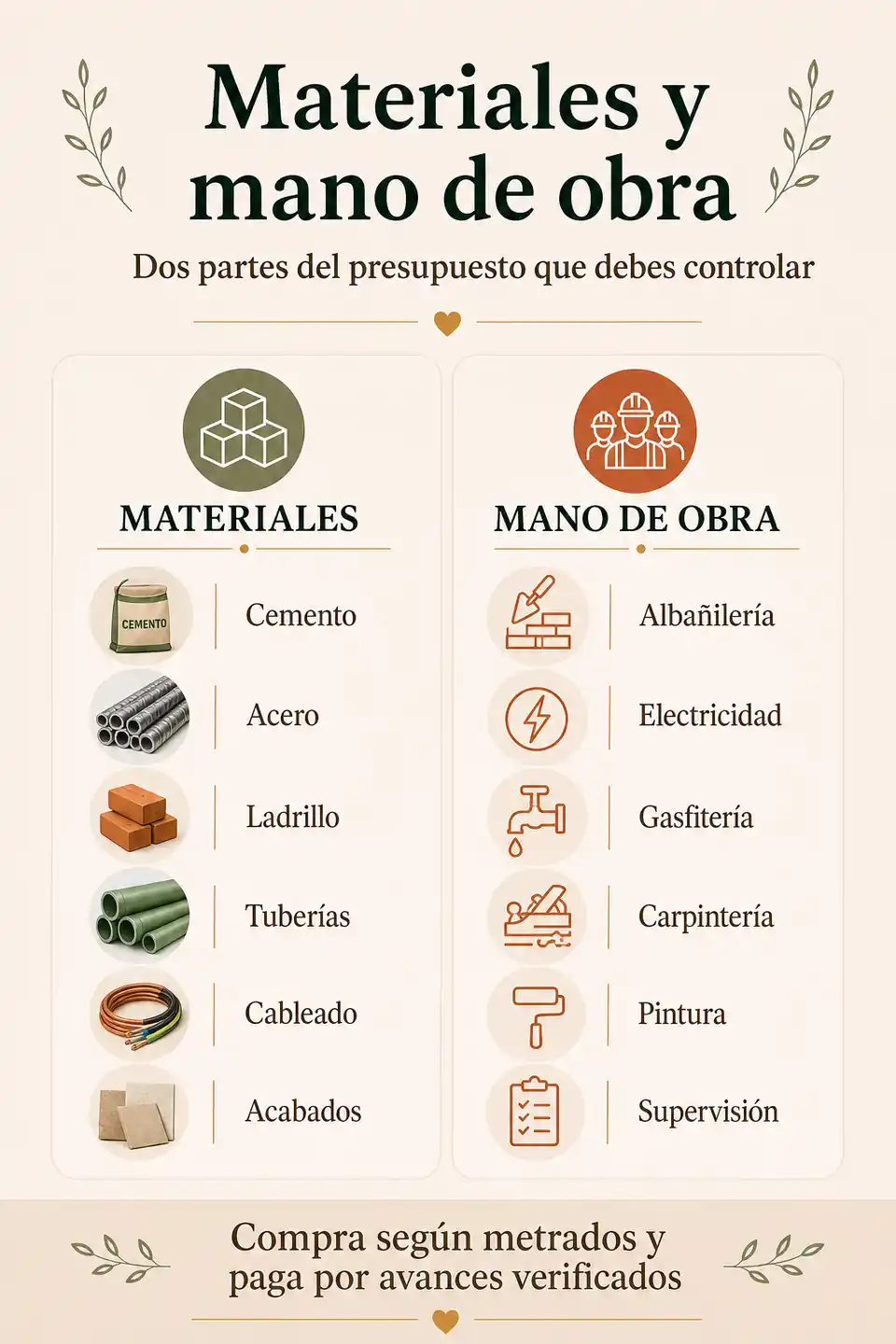 Presupuesto de materiales y mano de obra