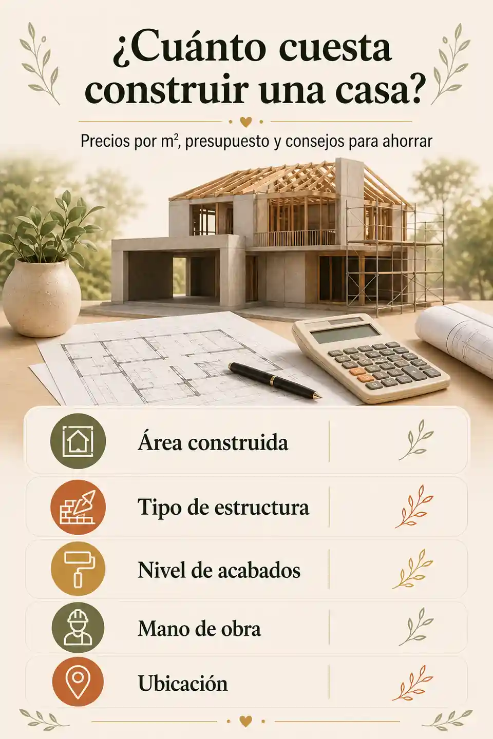 Infografía sobre cuánto cuesta construir una casa