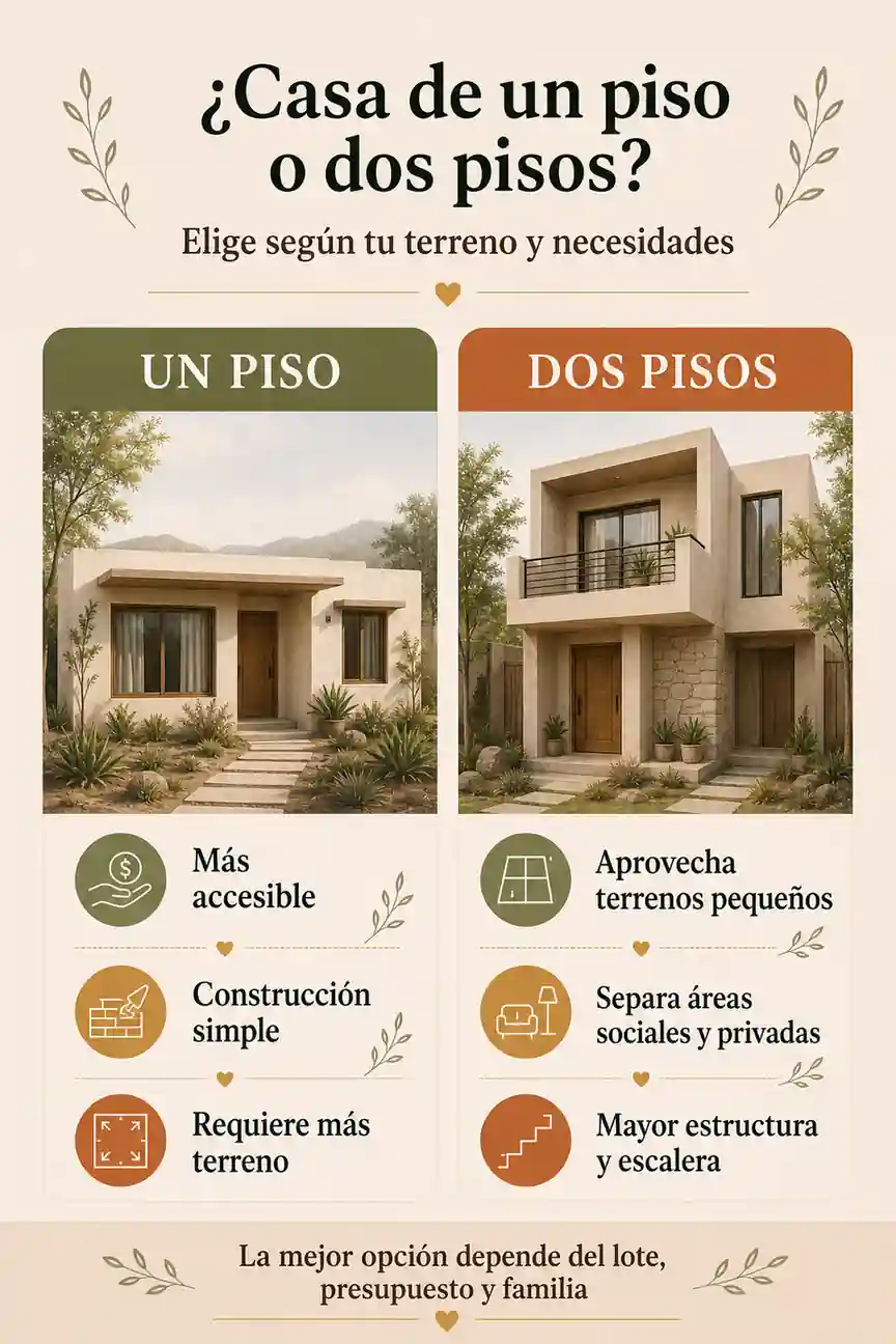 Comparación entre construir una casa de uno o dos pisos