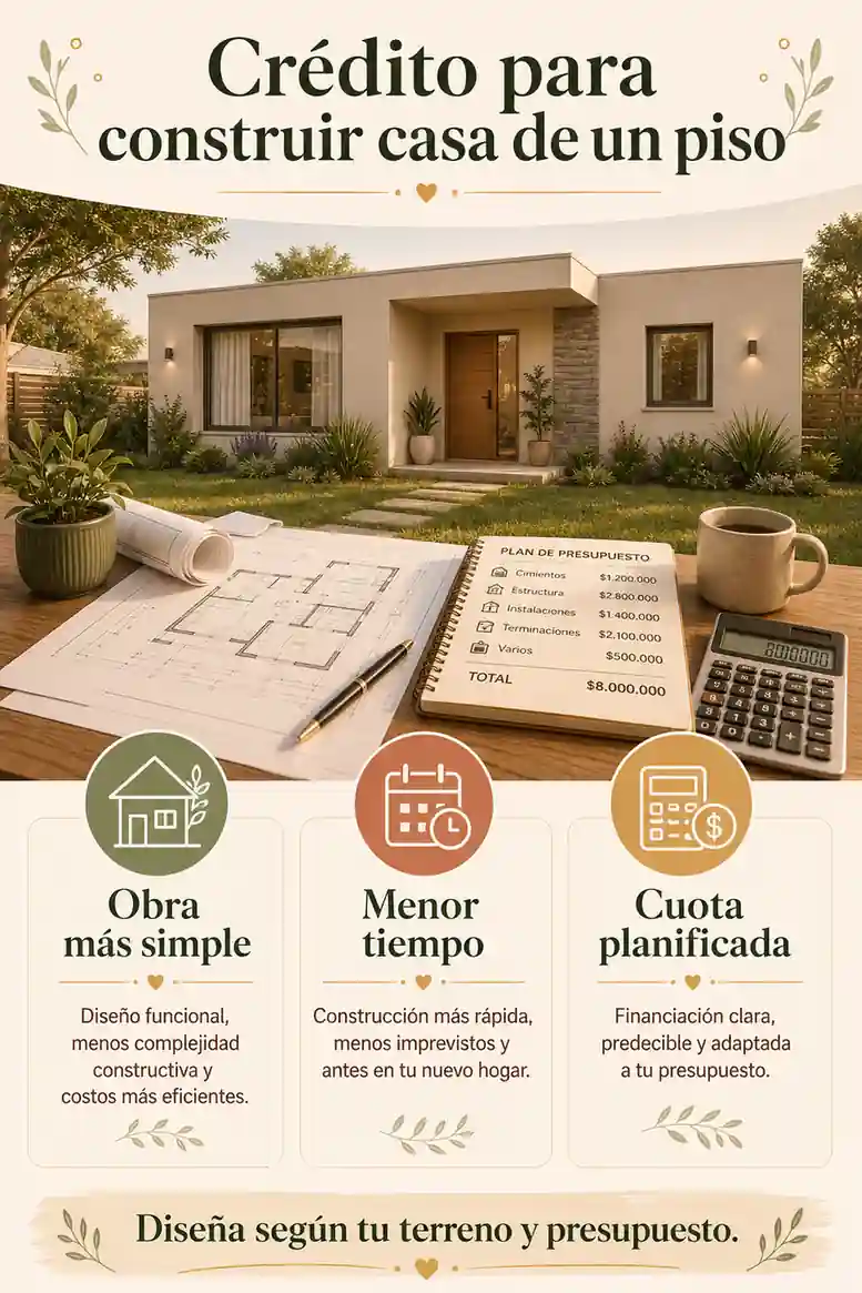 Crédito para construir una casa de un piso