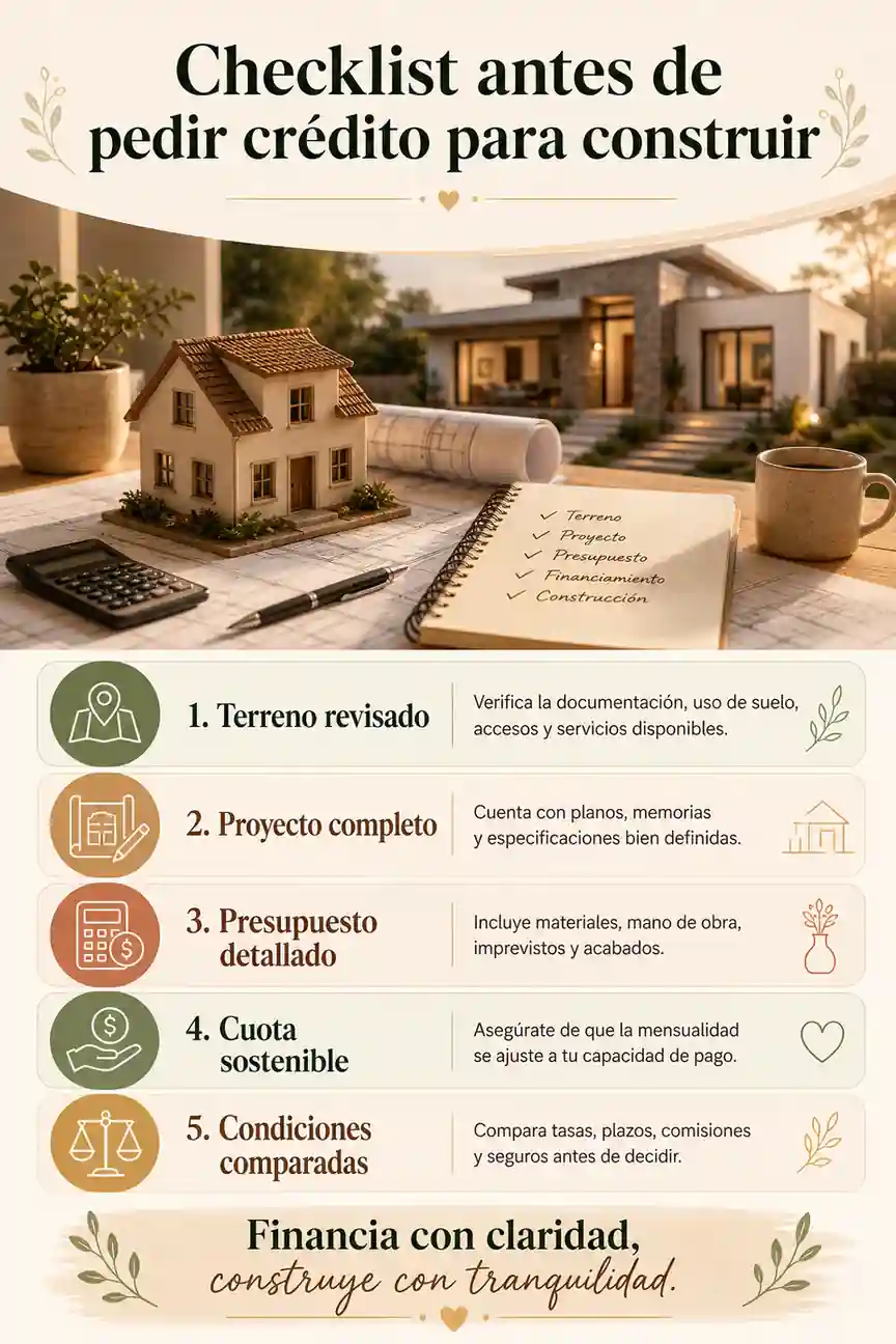 Lista de verificación antes de pedir crédito para construir