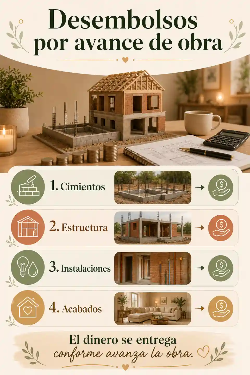 Desembolsos del crédito según el avance de obra