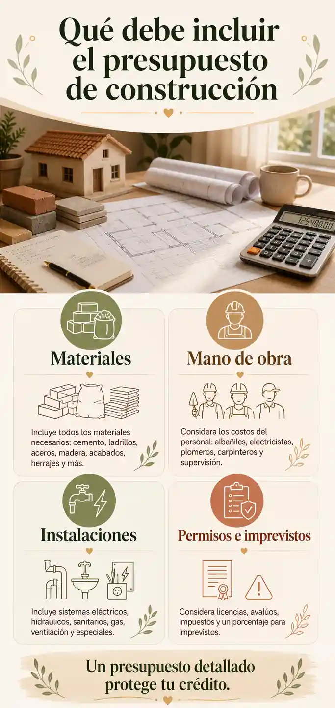 Qué debe incluir el presupuesto de construcción