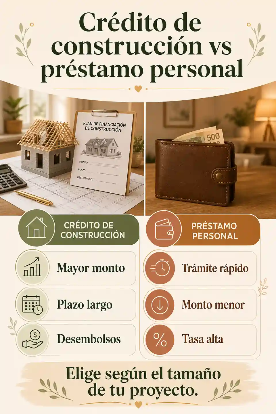 Comparación entre crédito de construcción y préstamo personal