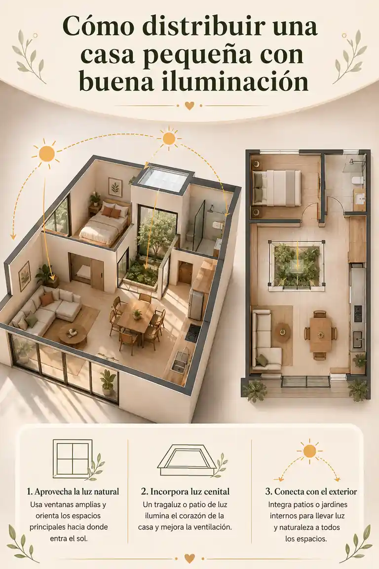 Cómo distribuir una casa pequeña con buena iluminación