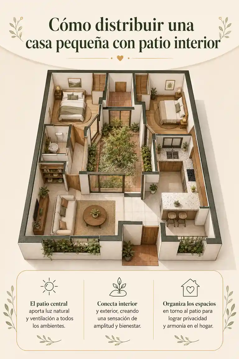 Cómo distribuir una casa pequeña con patio interior