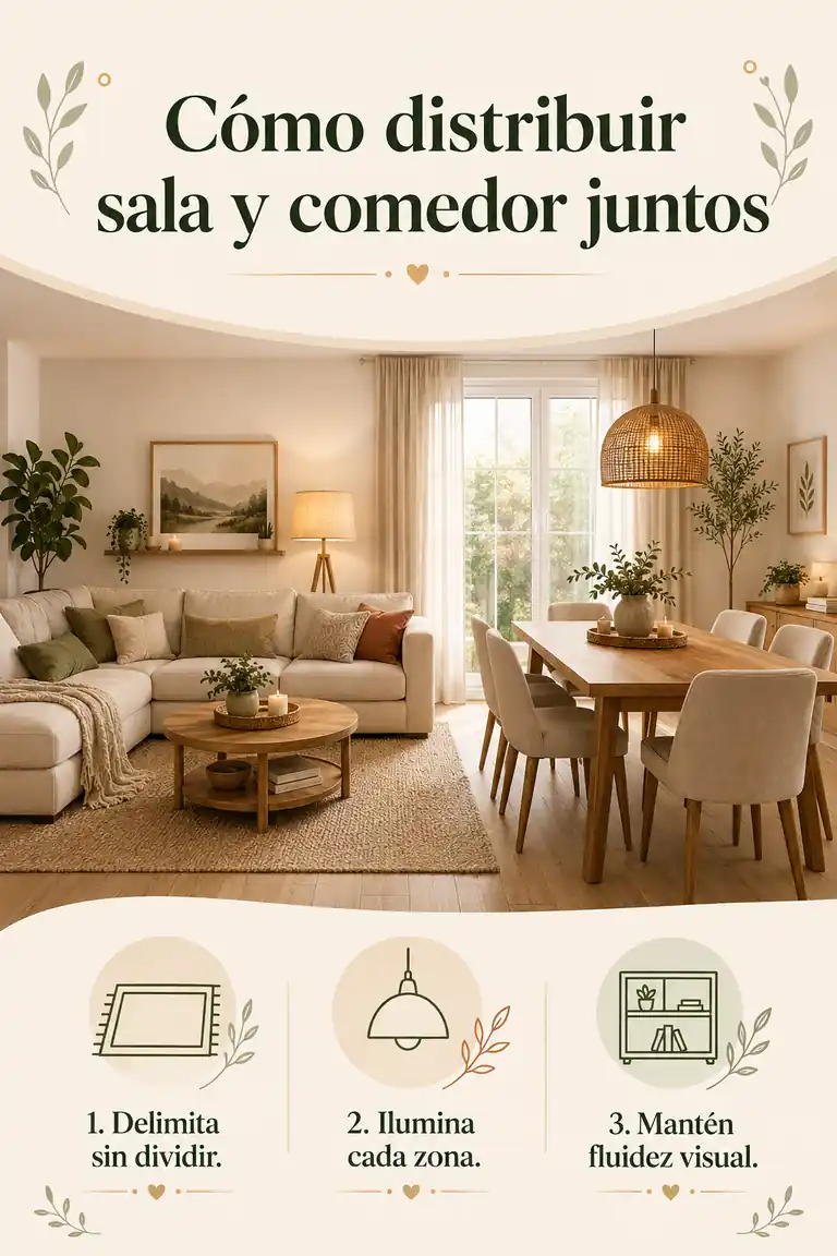 Cómo distribuir sala y comedor juntos