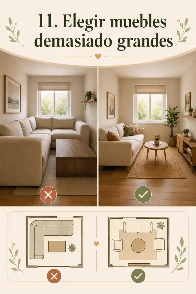 11. Elegir muebles demasiado grandes