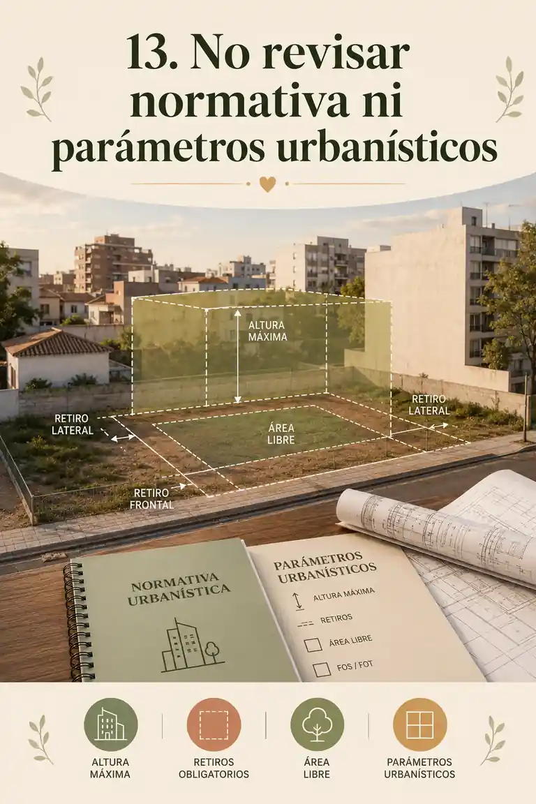 13. No revisar normativa ni parámetros urbanísticos