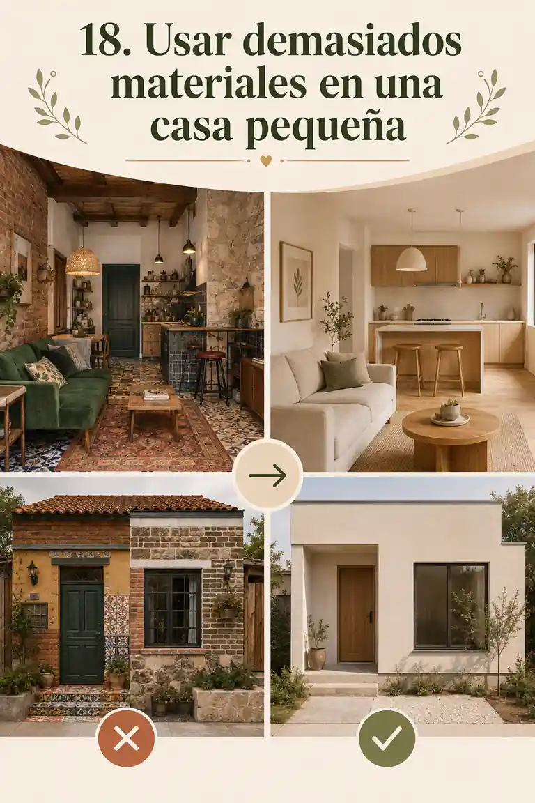 18. Usar demasiados materiales en una casa pequeña