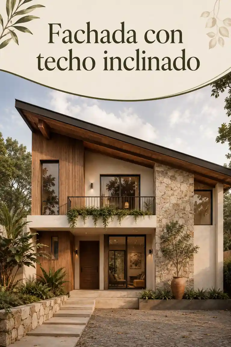 Fachada con techo inclinado