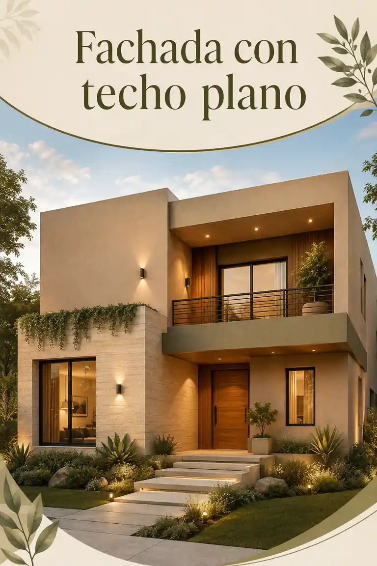 Fachada con techo plano