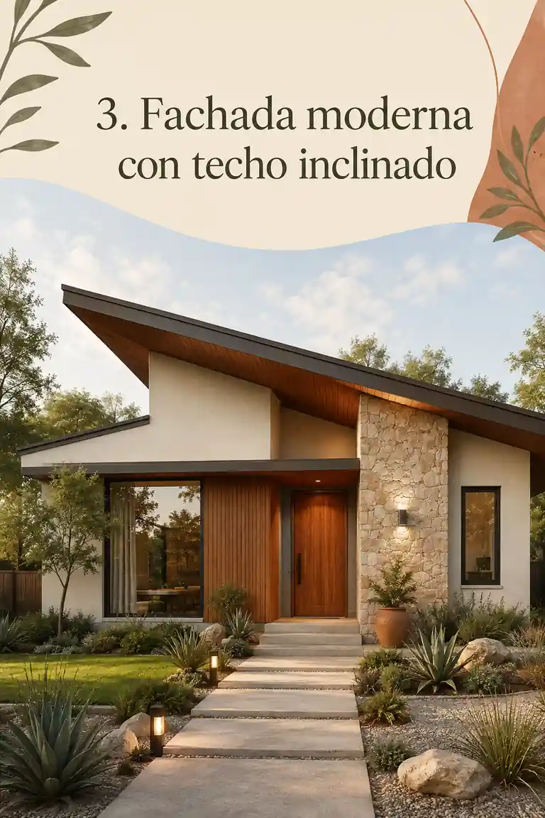 3. Fachada moderna con techo inclinado