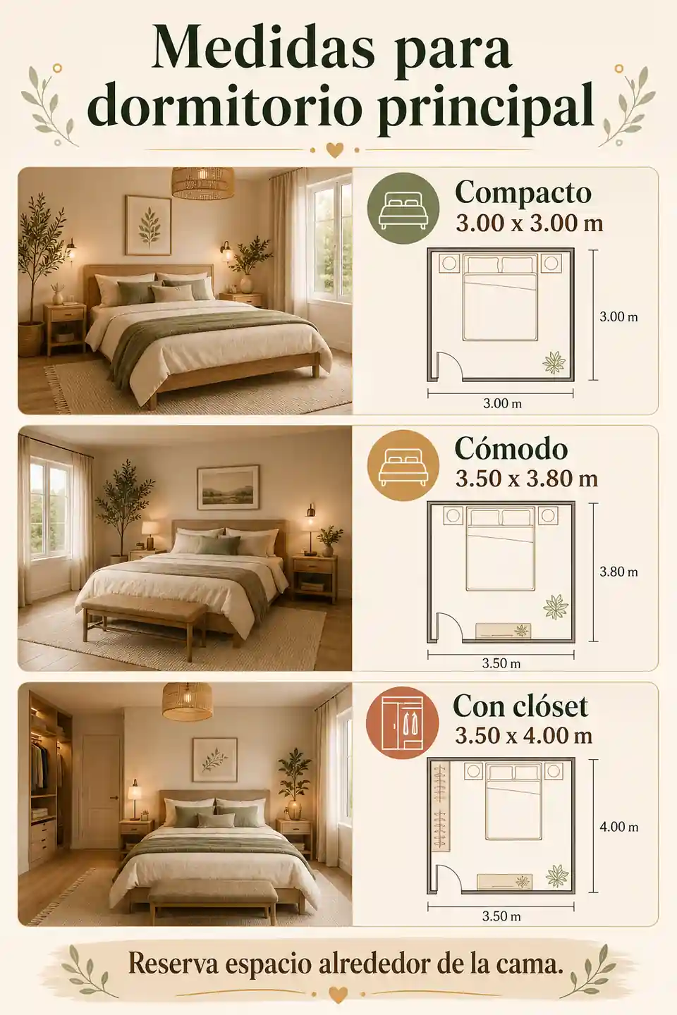 Medidas para dormitorio principal