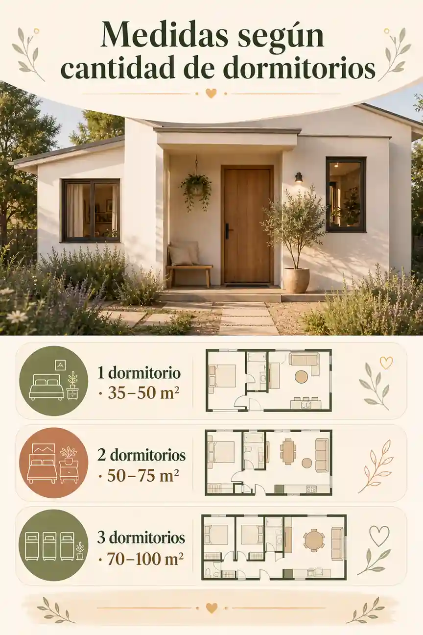 Medidas para casas pequeñas según cantidad de dormitorios