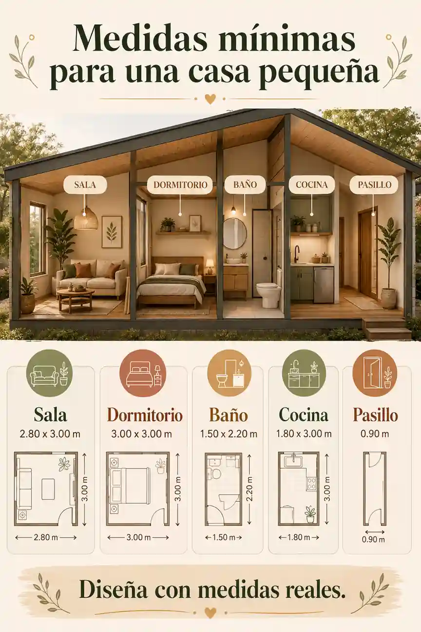 Medidas mínimas generales para una casa pequeña
