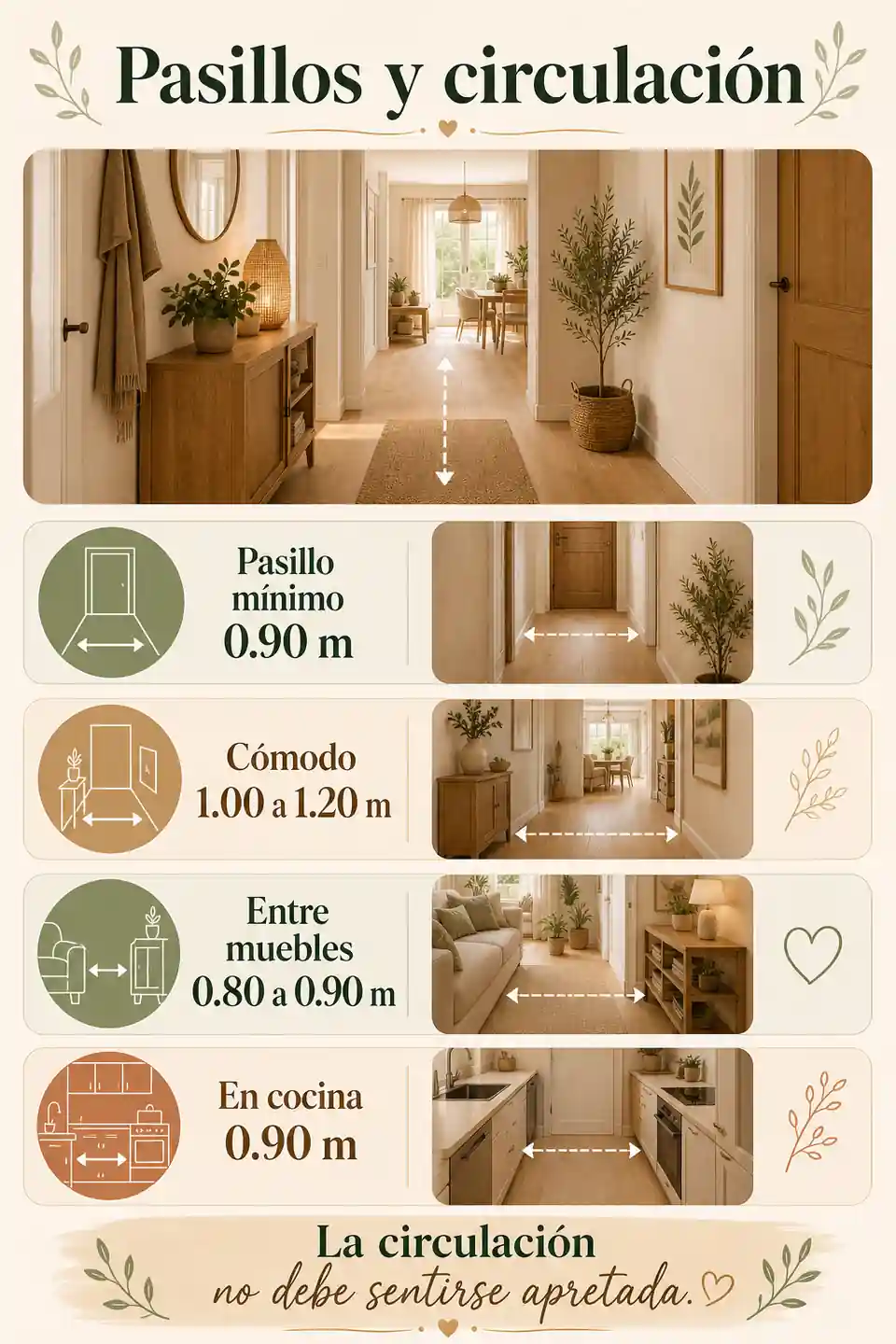 Medidas para pasillos y circulación