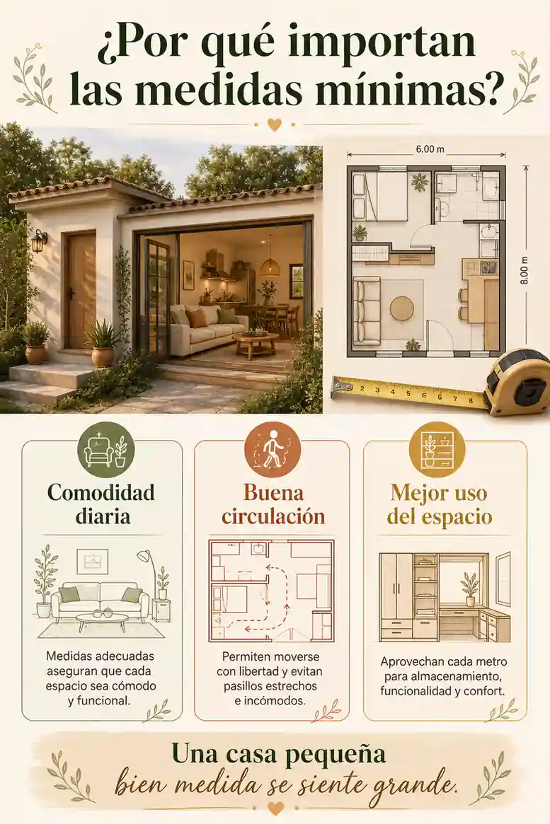 ¿Por qué son importantes las medidas mínimas en una casa pequeña?