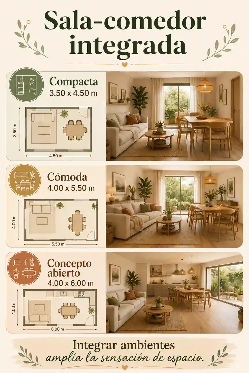 Medidas para sala-comedor integrada