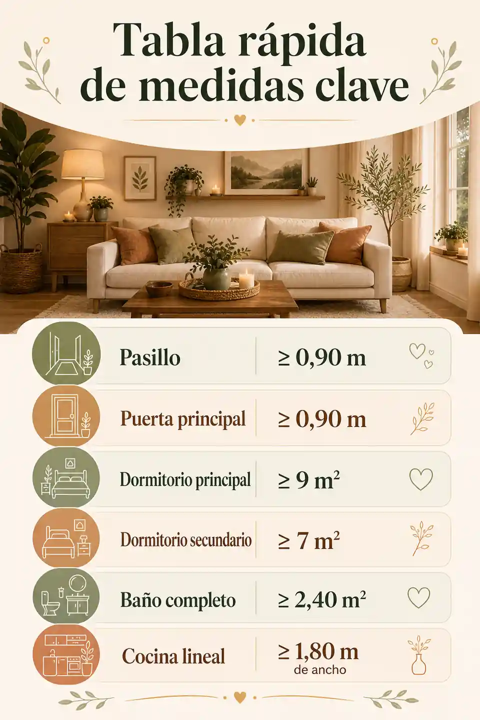 Tabla rápida de medidas clave