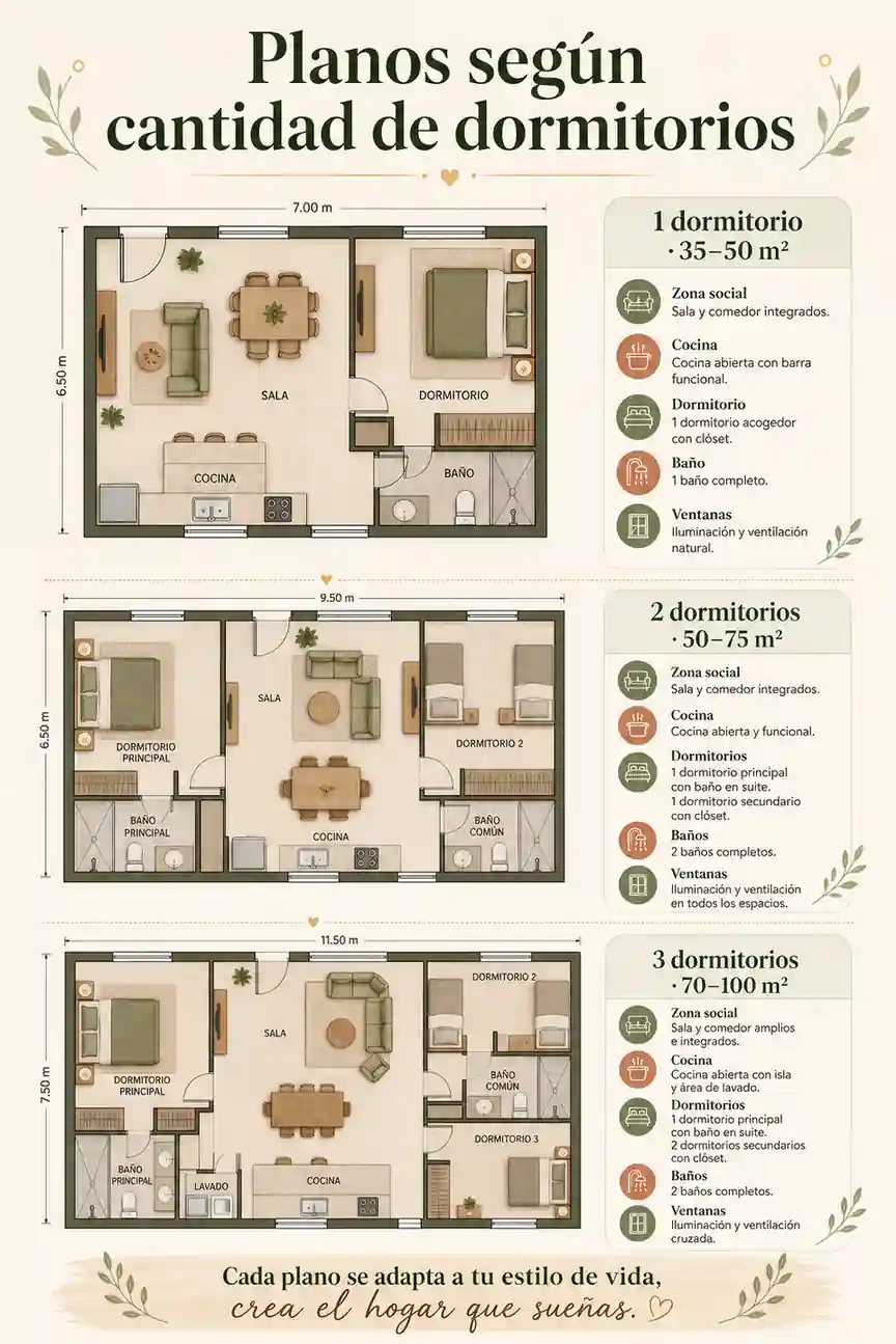 Planos según cantidad de dormitorios